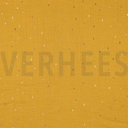 DOUBLE GAZE DE COTON FOIL RAYURES OCRE/OR (thumbnail)