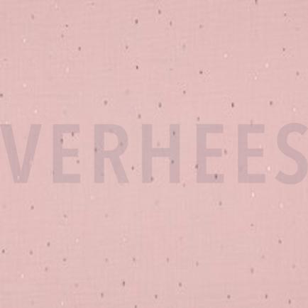 DOUBLE GAZE DE COTON FOIL RAYURES ROSE CLAIR/OR (thumbnail)
