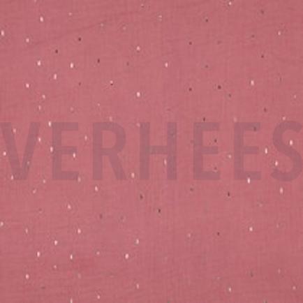 DOUBLE GAZE DE COTON FOIL RAYURES MAUVE/OR (thumbnail)