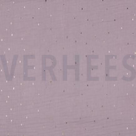 DOUBLE GAZE DE COTON FOIL RAYURES LILAS/OR (thumbnail)