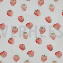 DOUBLE GAUZE DIGITAAL AARDBEIEN WIT (thumbnail)