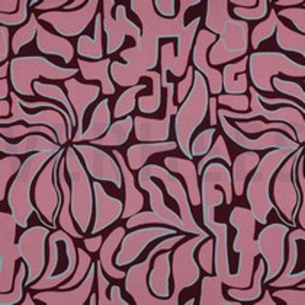 VISCOSE ROSELLA STRETCH ABSTRACT BURGUNDY (thumbnail)