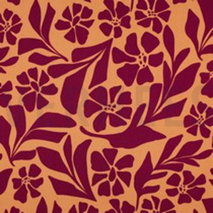 VISCOSE ROSELLA STRETCH FLOWERS ORANGE (thumbnail)