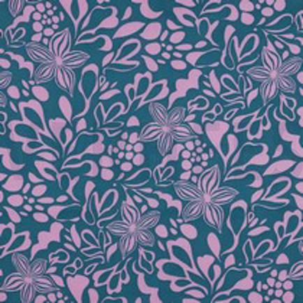 COTTON VOILE FLOWERS PETROL (thumbnail)