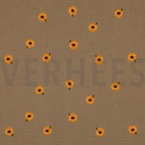 MUSSELIN STICKEREI SONNENBLUMEN BEIGE (thumbnail)
