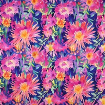 VISKOSE SATIN DIGITAL BLUMEN ROSA (thumbnail)