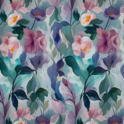 VISCOSE RADIANCE DIGITAL FLEURS BLEU (thumbnail)