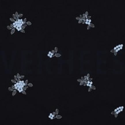 COTTON VOILE EMBROIDERY FLOWERS NAVY (thumbnail)