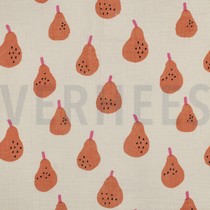 DOUBLE GAUZE GOTS PEREN JENNIFER BOURON NATUREL/PERZIK (thumbnail)