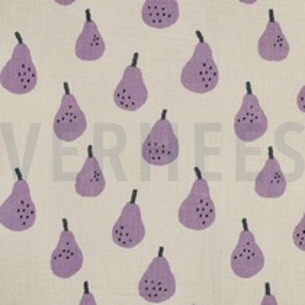 DOUBLE GAUZE GOTS PEREN JENNIFER BOURON NATUREL/LAVENDEL (thumbnail)
