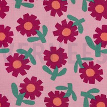 DOUBLE GAUZE GOTS BLOEMEN JENNIFER BOURON ROZE (thumbnail)