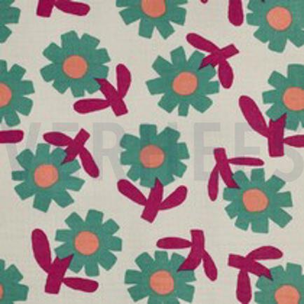 DOUBLE GAUZE GOTS BLOEMEN JENNIFER BOURON NATUREL/GROEN (thumbnail)