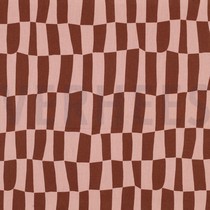 BAUMWOLLE POPELINE GOTS KAROS JENNIFER BOURON ROSA/BRAUN (thumbnail)