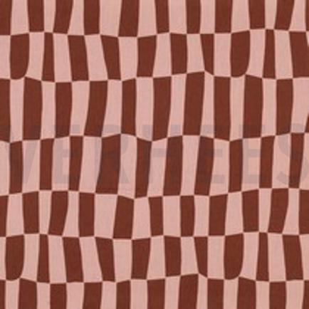 BAUMWOLLE POPELINE GOTS KAROS JENNIFER BOURON ROSA/BRAUN (thumbnail)