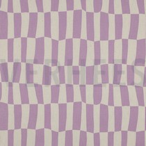 BAUMWOLLE POPELINE GOTS KAROS JENNIFER BOURON NATUR/LAVENDEL (thumbnail)