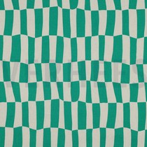 KATOENEN POPLIN GOTS RUITEN JENNIFER BOURON NATUREL/GROEN (thumbnail)