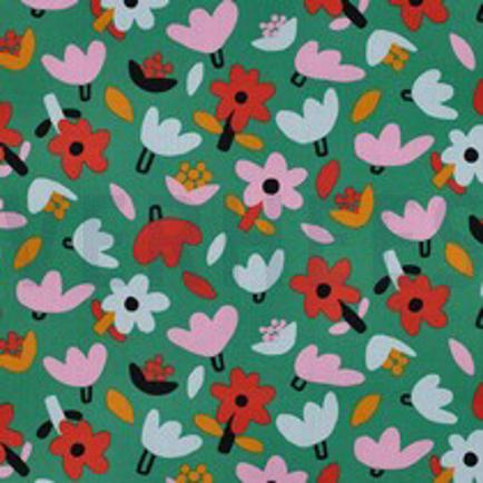 BAUMWOLLE POPELINE GOTS BLUMEN JENNIFER BOURON GRÜN (thumbnail)