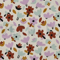 BAUMWOLLE POPELINE GOTS BLUMEN JENNIFER BOURON NATUR/LAVENDEL (thumbnail)