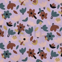 BAUMWOLLE POPELINE GOTS BLUMEN JENNIFER BOURON LAVENDEL (thumbnail)