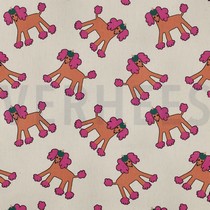 KATOENEN POPLIN GOTS HONDEN JENNIFER BOURON NATUREL/ROZE (thumbnail)