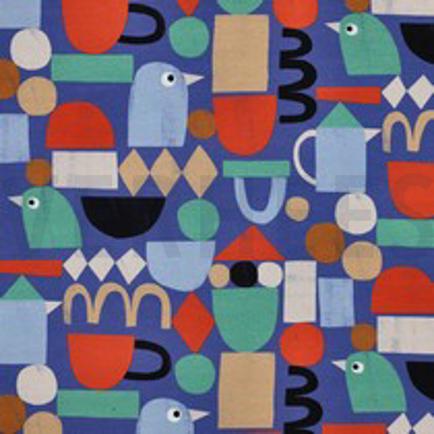FRENCH TERRY GOTS DIGITAAL GRAFISCHE VORMEN JENNIFER BOURON BLAUW (thumbnail)