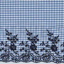 BAUMWOLLE KAROS EINSEITIGER RAND EINSEITIGE BOGENKANTE BLAU (thumbnail)