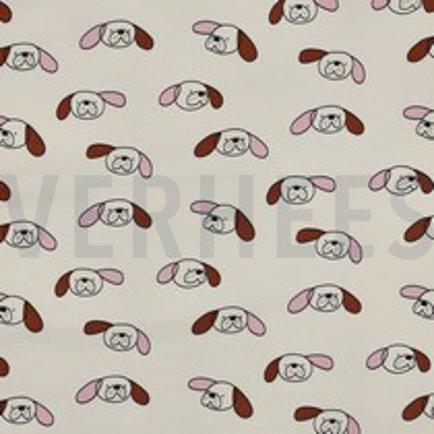 FRENCH TERRY GOTS HONDEN JENNIFER BOURON NATUREL/ROZE (thumbnail)