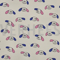 FRENCH TERRY GOTS HUNDE JENNIFER BOURON NATUR/BLAU (thumbnail)