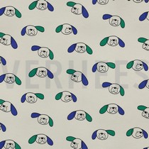 FRENCH TERRY GOTS HUNDE JENNIFER BOURON NATUR/GRÜN (thumbnail)