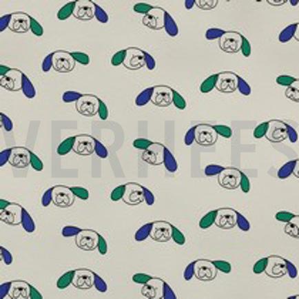 FRENCH TERRY GOTS HONDEN JENNIFER BOURON NATUREL/GROEN (thumbnail)