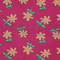 JERSEY GOTS BLUMEN JENNIFER BOURON FUCHSIA (thumbnail)