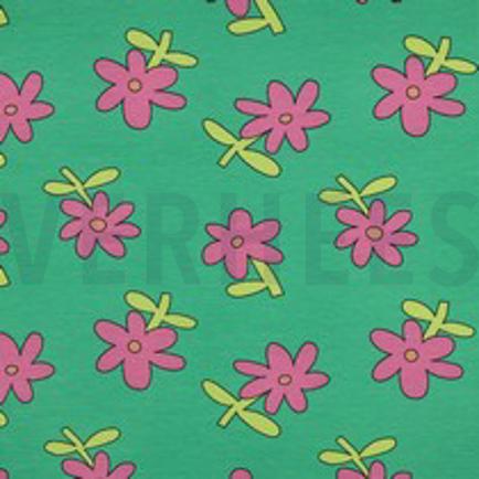 JERSEY GOTS BLUMEN JENNIFER BOURON GRÜN (thumbnail)