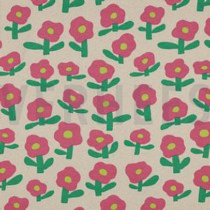 RIB JERSEY GOTS FLOWERS JENNIFER BOURON NATURAL/PINK (thumbnail)