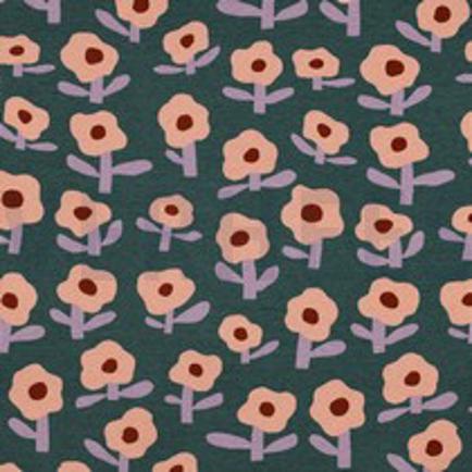 RIB JERSEY GOTS FLOWERS JENNIFER BOURON GREEN (thumbnail)