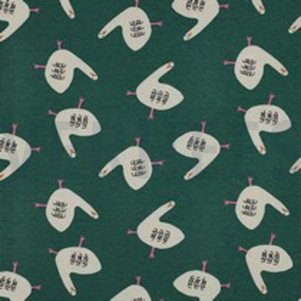 RIB JERSEY GOTS GEESE JENNIFER BOURON GREEN (thumbnail)