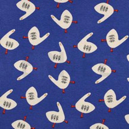 RIB JERSEY GOTS GEESE JENNIFER BOURON BLUE (thumbnail)
