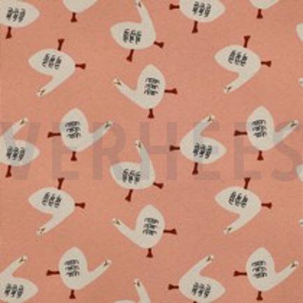 RIB JERSEY GOTS GEESE JENNIFER BOURON PINK (thumbnail)