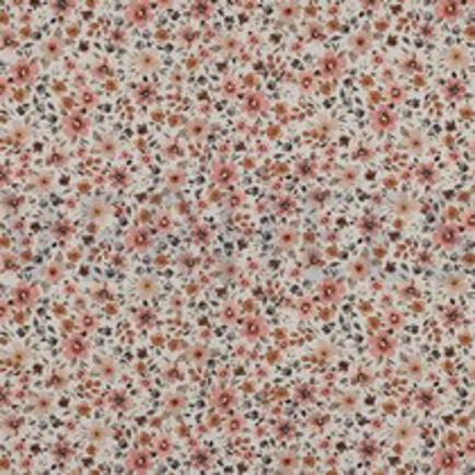 FIJNGEWEVEN KATOENEN POPLIN DIGITAAL BLOEMEN PERZIK (thumbnail)