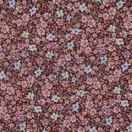 FIJNGEWEVEN KATOENEN POPLIN DIGITAAL BLOEMEN BORDEAUXROOD (thumbnail)