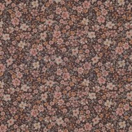 FIJNGEWEVEN KATOENEN POPLIN DIGITAAL BLOEMEN BRUIN (thumbnail)