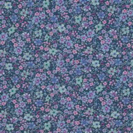 FIJNGEWEVEN KATOENEN POPLIN DIGITAAL BLOEMEN PETROL (thumbnail)