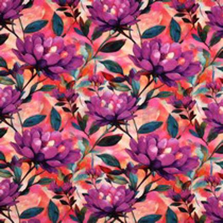 VISCOSE JERSEY DIGITAL FLEURS VIOLET (thumbnail)