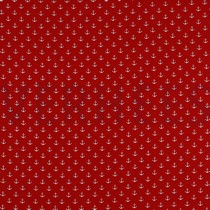 KATOENEN POPLIN KLEINE ANKERS ROOD (thumbnail)