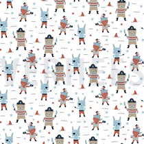 POPELINE DE COTON PIRATES BLANC (thumbnail)