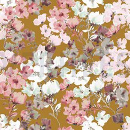 COTTON JERSEY GOTS BLOSSOM OCHRE (thumbnail)