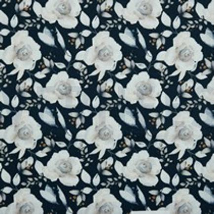 TOILE DÉCORATION FLEURS BLEU MARINE (thumbnail)
