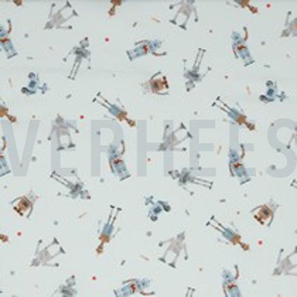 POPELINE DE COTON DIGITAL ROBOTS BLANC (thumbnail)