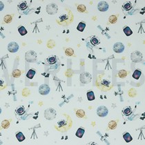 BAUMWOLLE POPELINE DIGITAL WELTRAUM WEISS (thumbnail)