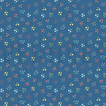 BAUMWOLLE POPELINE GOTS KLEINE BLUMEN KOBALTBLAU (thumbnail)