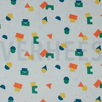 STRETCH TOWELLING SHAPES LIGHT GREY (thumbnail)